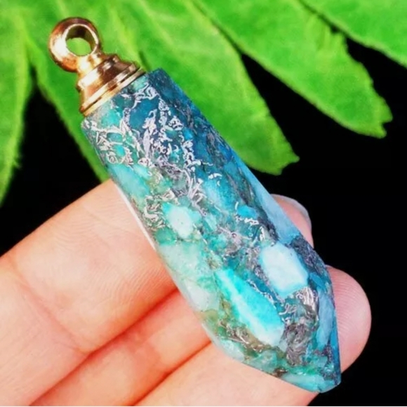 New Sea Sediment Jasper Pyrite Essential Oil Pendant - Picture 2 of 13